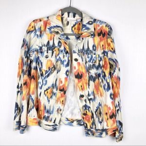 Chico’s Linen Blend Watercolor Ikat Jacket